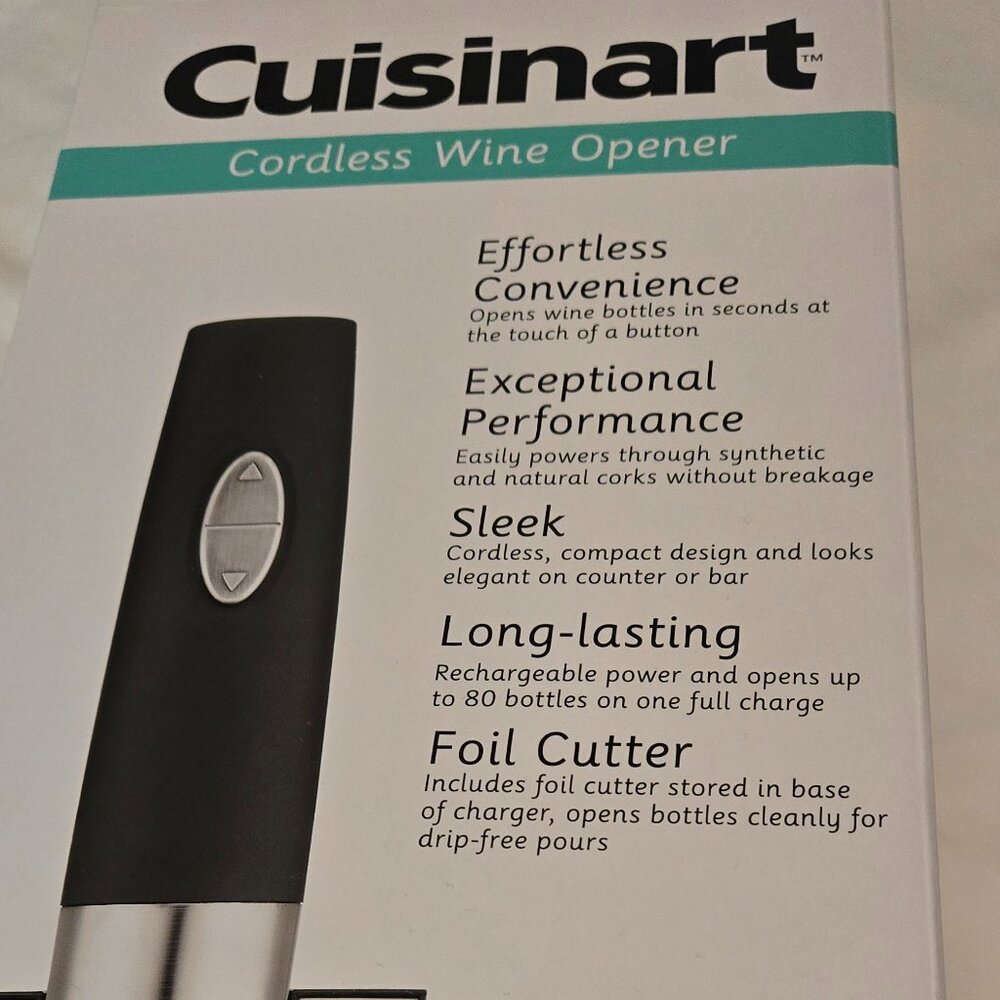 Cuisinart - Cordless Wine Opener - Black & Silver